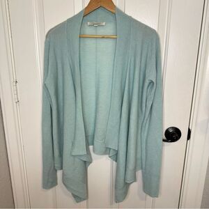 Bernini 1976 Teal Baby Blue Wool Cashmere Blend Ribbed Cardigan  Sz 90 / M Cozy